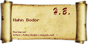 Hahn Bodor névjegykártya